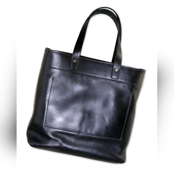 Schott Black Leather Tote Bag